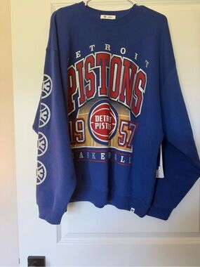 Detroit Pistons Blue Graphic Crewneck Sweatshirt